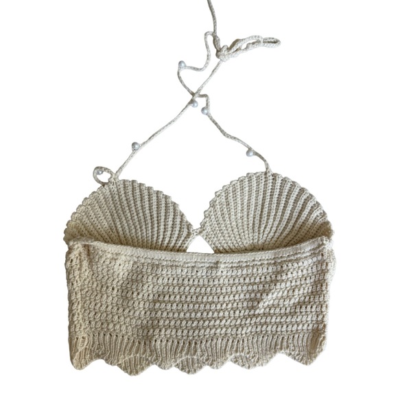 Meshki Cream Crochet 2-Piece Co-Ord Set – Kira Shell Knit Top & Maxi Skirt (S) - Picture 11 of 16